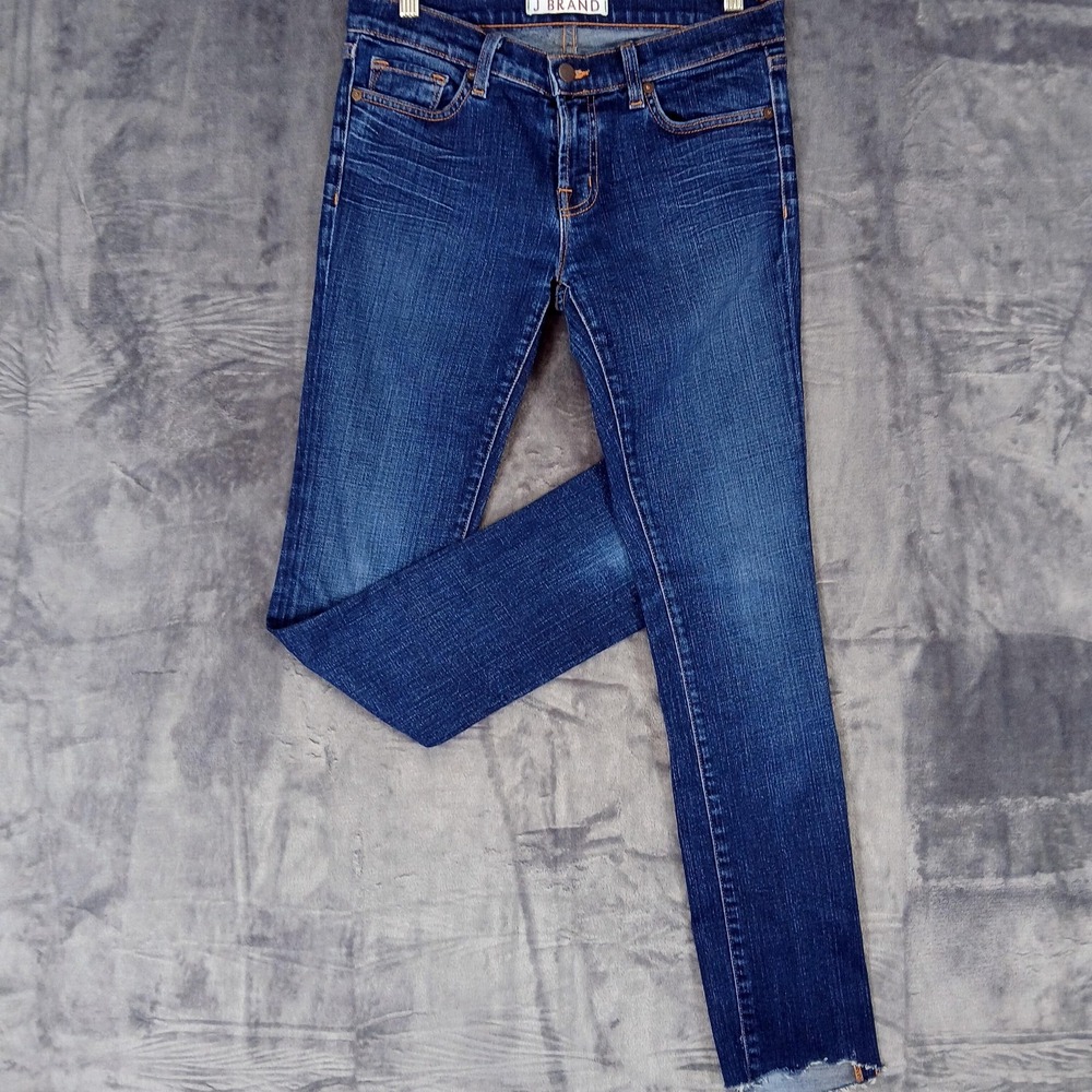 J Brand Jeans Womens 30x30 (Tag 28) Blue Pencil Leg Skinny Raw Hem Stretch Denim